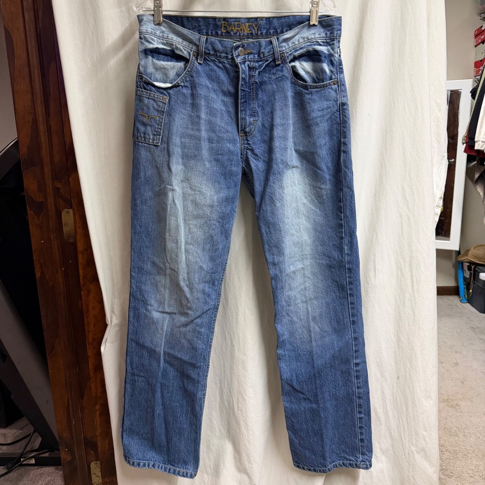 Kimes Ranch Barney Mens Jeans 33x32 Medium Wash Straight Leg Western Denim USA